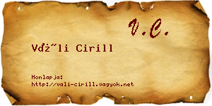 Váli Cirill névjegykártya